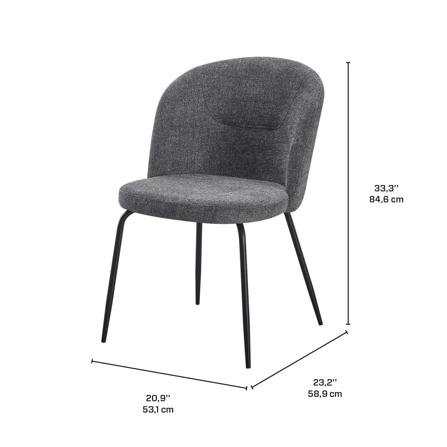 Chaises rembourrées (bte de 2) - gris