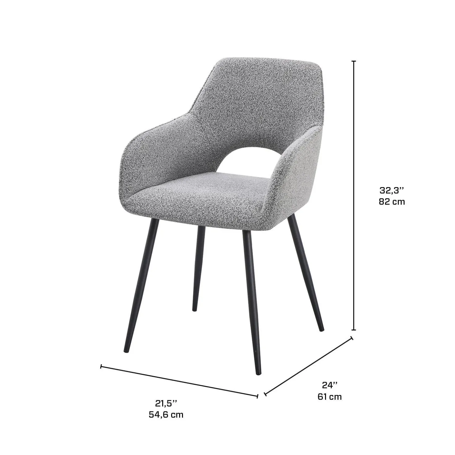 Chaises rembourrées (bte de 2) - gris