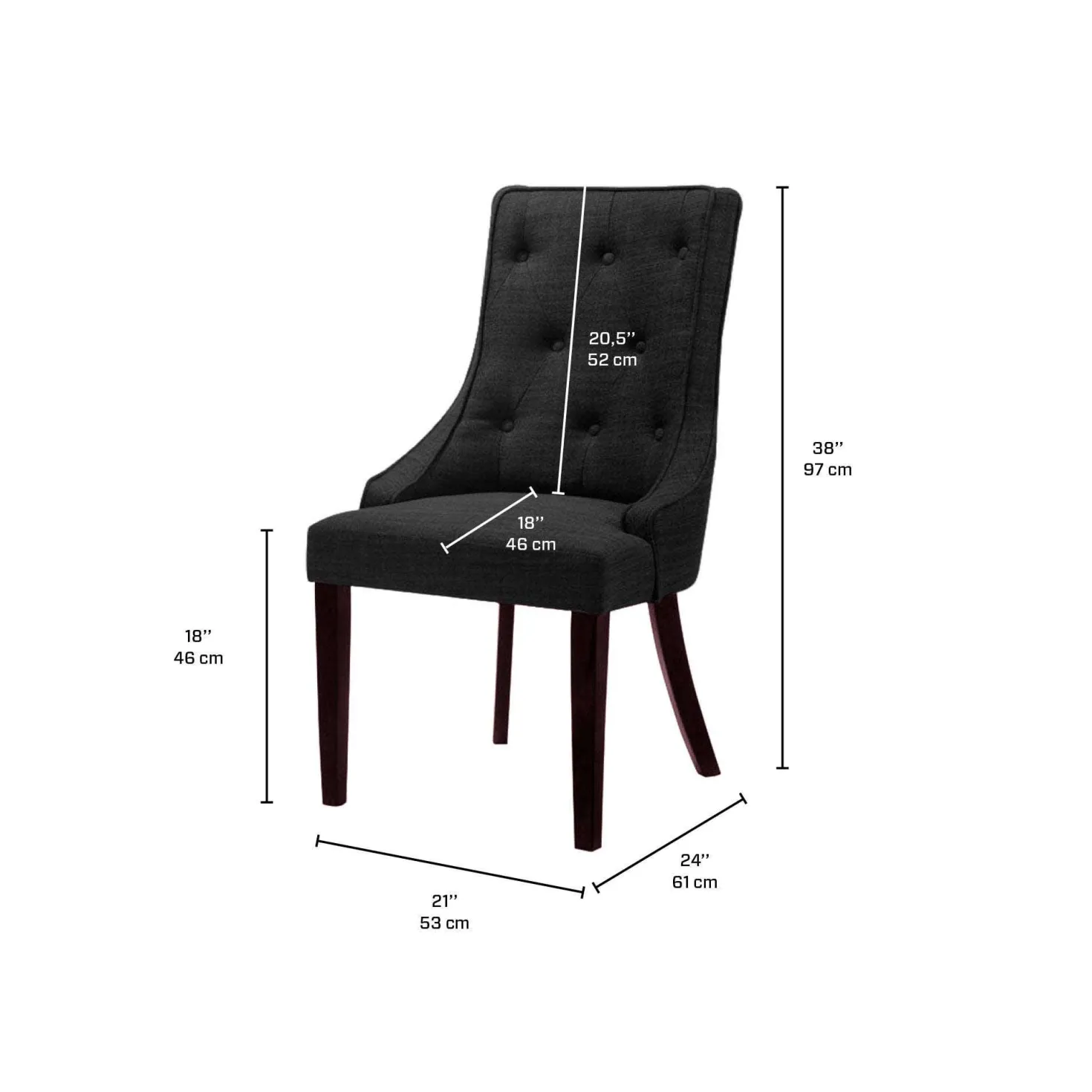 Chaises rembourrées (bte de 2) - gris foncé
