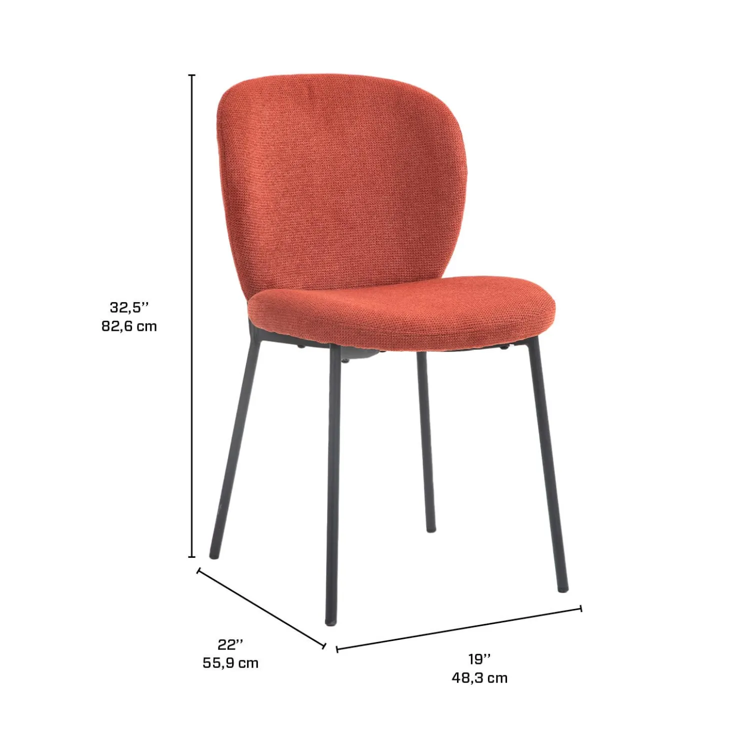 Chaises rembourrées (bte de 2) - rouge brique