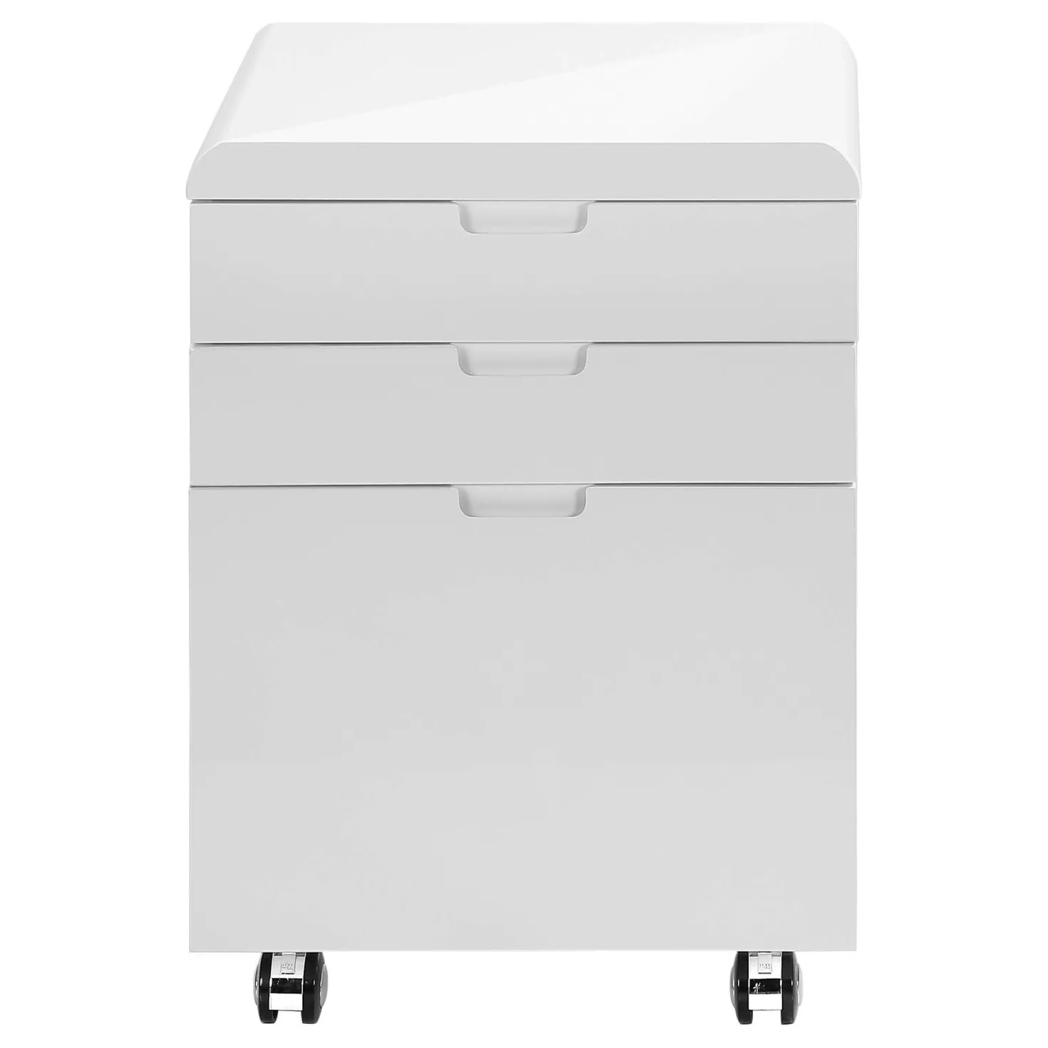 Classeur - 3 tiroirs, blanc lustré sur roulettes - Monarch