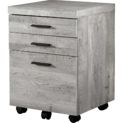 Classeur - 3 tiroirs, faux bois gris sur roulettes - Monarch