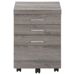 Classeur - 3 tiroirs, taupe foncé sur roulettes - Monarch