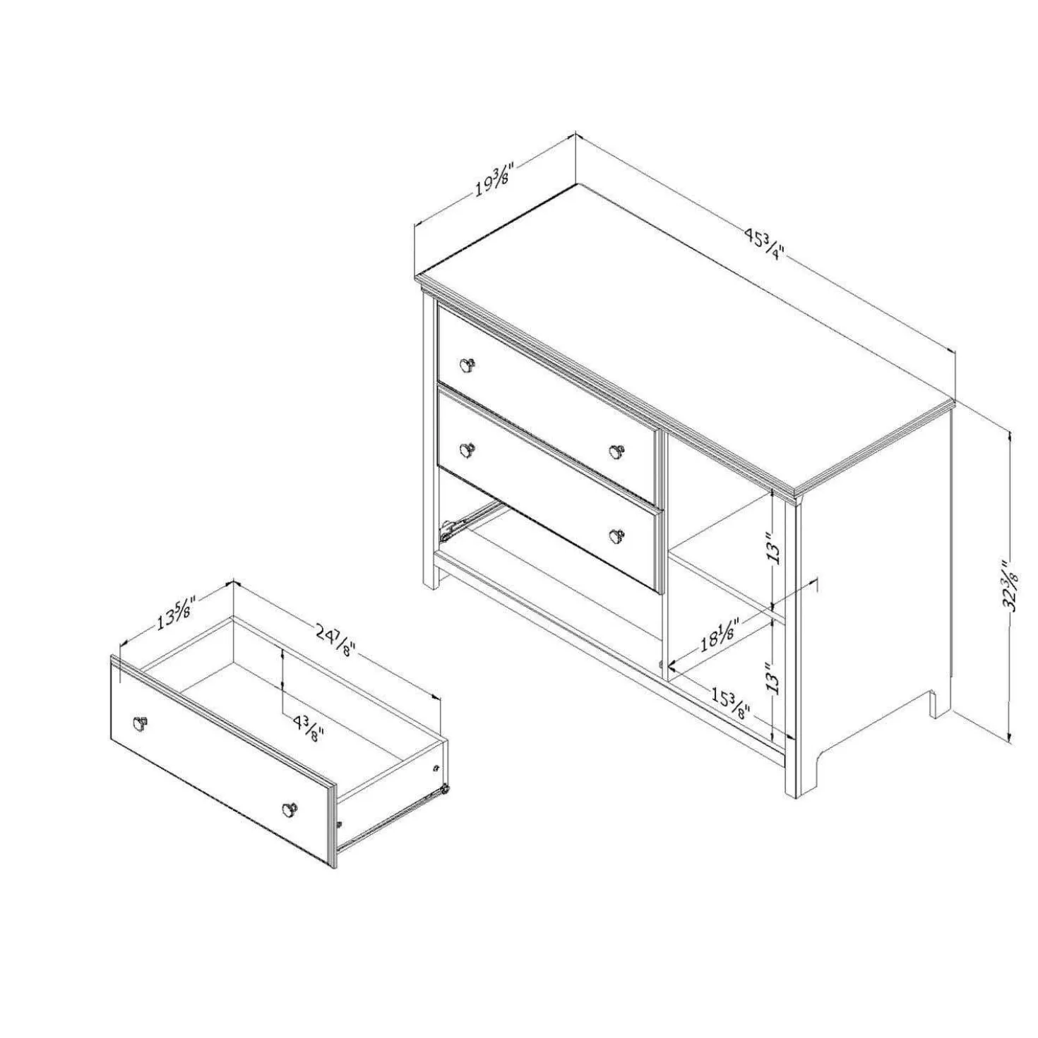 Commode 3 tiroirs avec paniers - South Shore