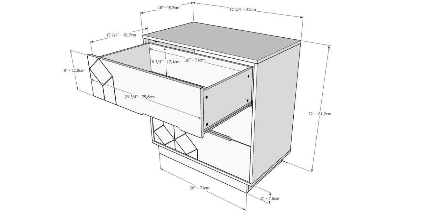 Commode 3 tiroirs, blanc - Nexera
