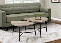 Ens de tables - 2mcx, faux bois taupe, métal noir - Monarch