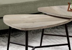 Ens de tables - 2mcx, faux bois taupe, métal noir - Monarch