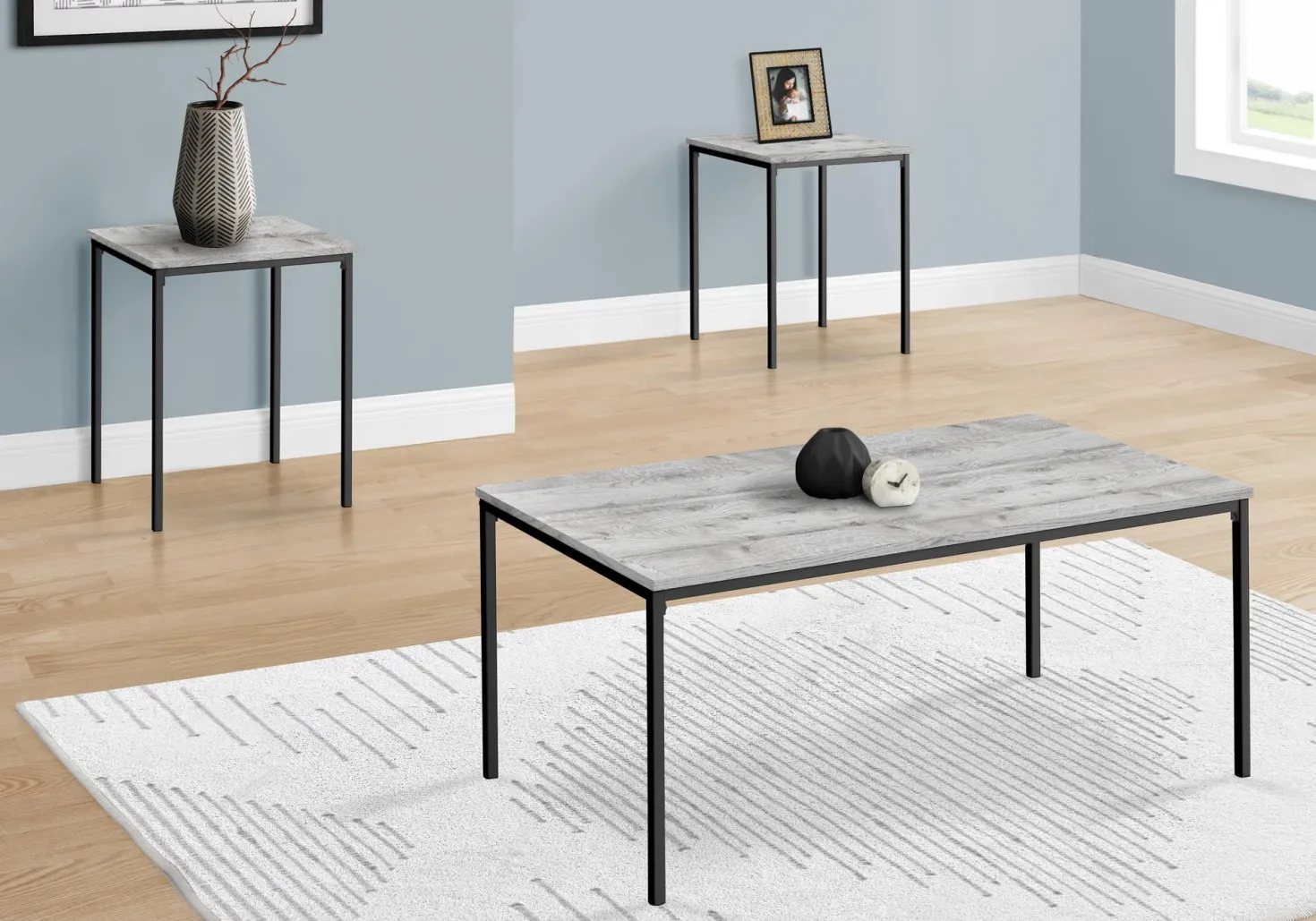 Ens de tables - 3mcx, gris, métal noir - Monarch