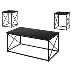 Ens de tables - 3mcx, marbre noir, métal noir - Monarch
