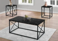 Ens de tables - 3mcx, marbre noir, métal noir - Monarch