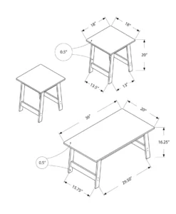 Ens de tables - 3mcx, taupe foncé - Monarch