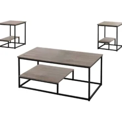 Ens de tables - 3mcx, taupe foncé, métal noir - Monarch