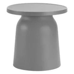 Ensemble de conversation d’extérieur en résine avec 1 table d’appoint et 2 sièges empilables - gris