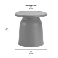 Ensemble de conversation d’extérieur en résine avec 1 table d’appoint et 2 sièges empilables - gris