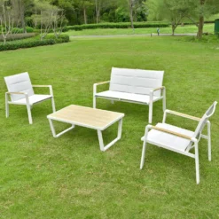 Ensemble de conversation extérieur en aluminium avec table basse - 4 mcx
