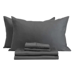 Ensemble de draps double en bambou - gris charbon