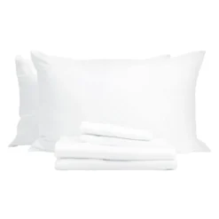 Ensemble de draps queen en rayonne de bambou à têtes séparées - blanc
