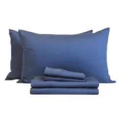 Ensemble de draps queen en rayonne de bambou à têtes séparées - bleu