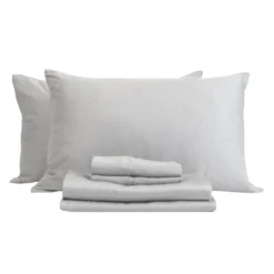 Ensemble de draps queen en rayonne de bambou à têtes séparées - gris ciment