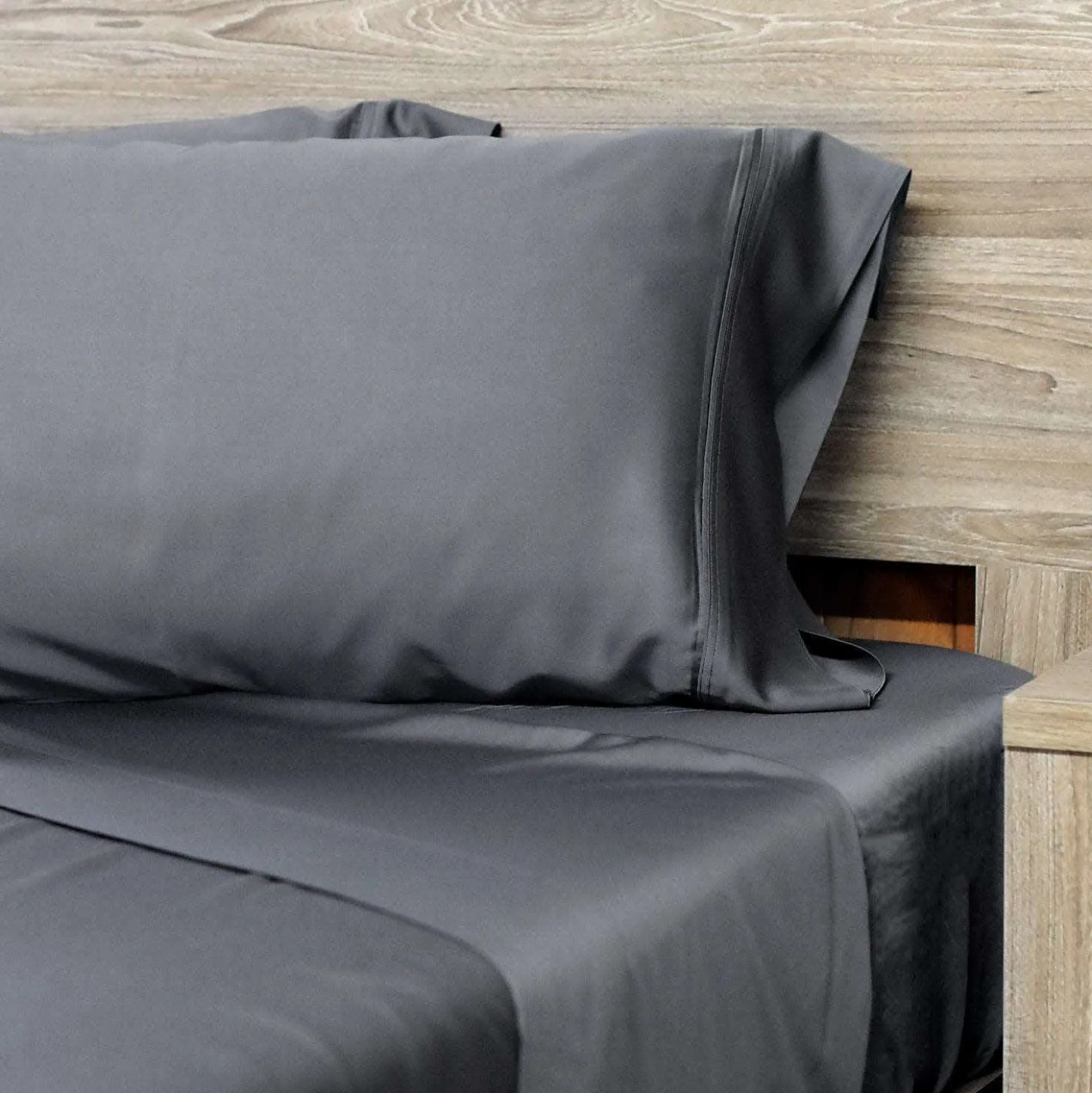 Ensemble de draps simple en bambou - gris charbon