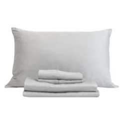Ensemble de draps simple XL en bambou - gris ciment