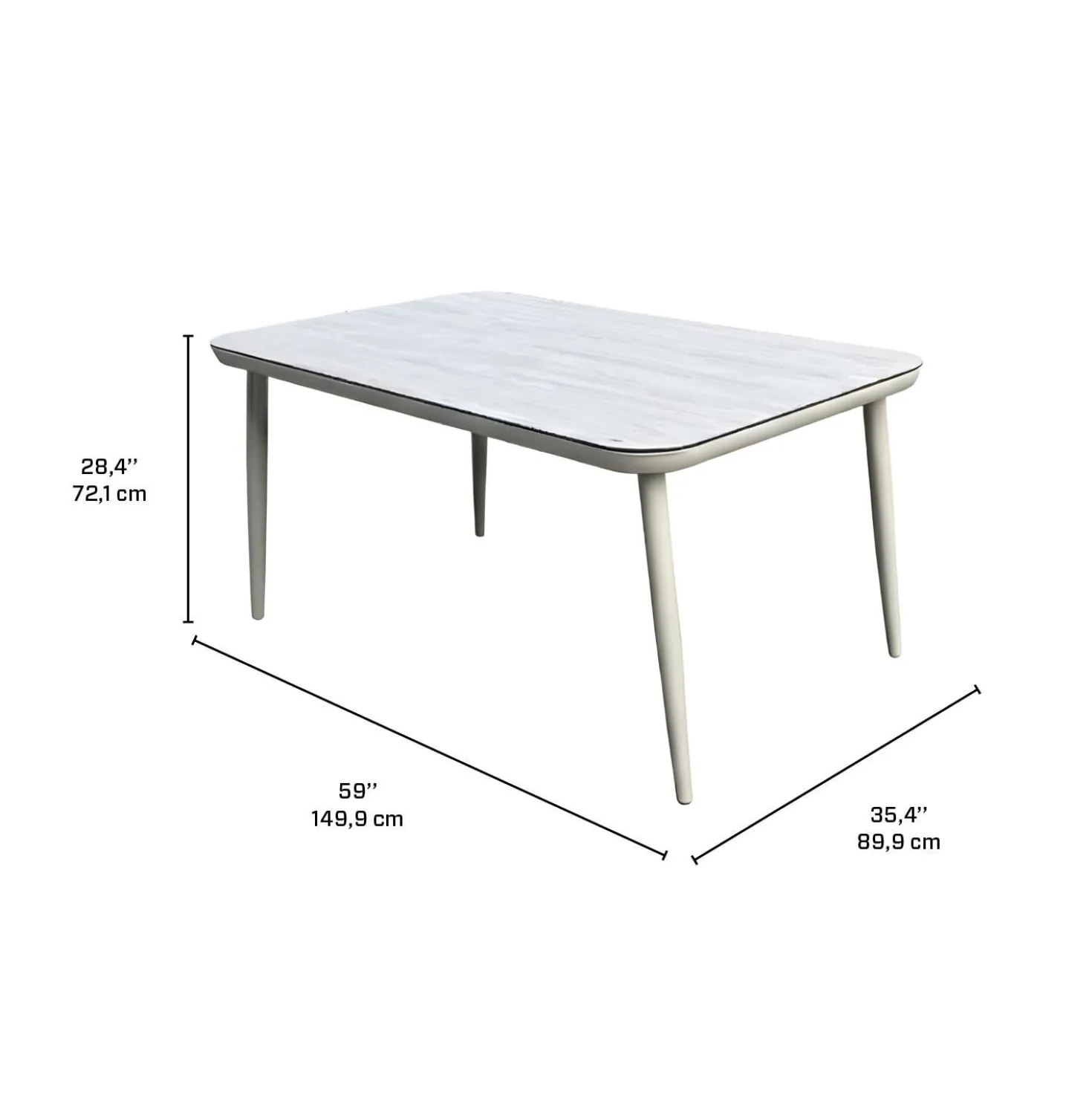 Ensemble à dîner d’extérieur en aluminium avec plateau en verre trempé et 4 chaises
