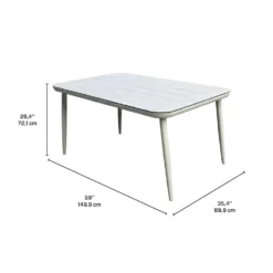 Ensemble à dîner d’extérieur en aluminium avec plateau en verre trempé et 6 chaises