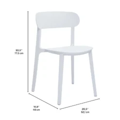Ensemble à dîner d'extérieur en résine avec 1 table carrée et 4 chaises empilables - blanc