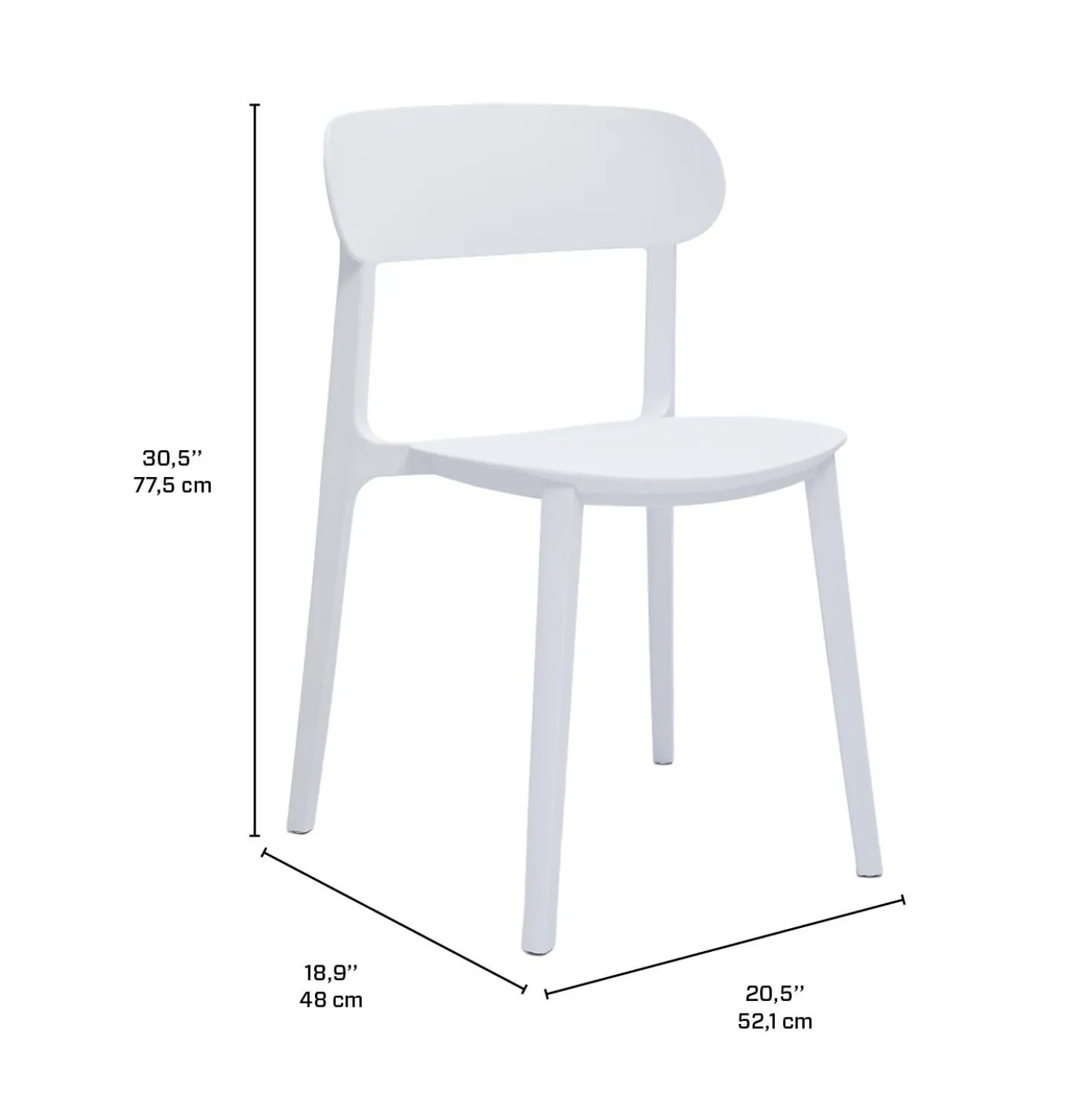 Ensemble à dîner d'extérieur en résine avec 1 table carrée et 4 chaises empilables - blanc