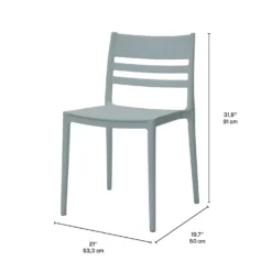 Ensemble à dîner d'extérieur en résine avec 1 table carrée et 4 chaises empilables - gris