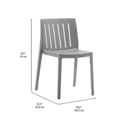 Ensemble à dîner d’extérieur en résine avec 1 table rectangulaire et 4 chaises empilables - gris