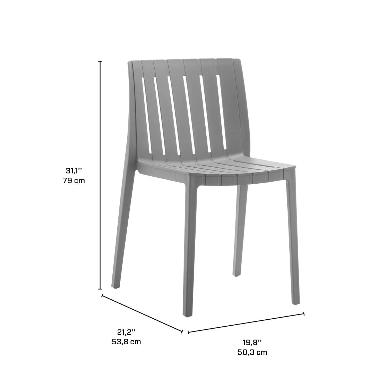 Ensemble à dîner d’extérieur en résine avec 1 table rectangulaire et 4 chaises empilables - gris