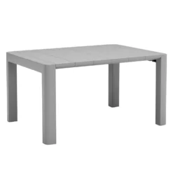Ensemble à dîner d’extérieur en résine avec 1 table rectangulaire et 6 chaises empilables - gris