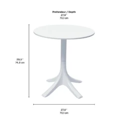 Ensemble à dîner d'extérieur en résine avec 1 table ronde et 4 chaises empilables - blanc
