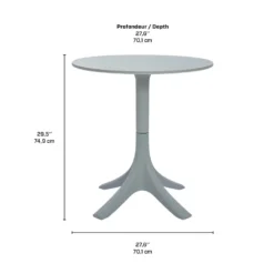 Ensemble à dîner d'extérieur en résine avec 1 table ronde et 4 chaises empilables - gris