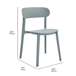 Ensemble à dîner d'extérieur en résine avec 1 table ronde et 4 chaises empilables - gris