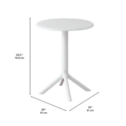 Ensemble à dîner intérieur/extérieur en résine avec table ronde et 2 chaises empilables - blanc