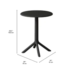 Ensemble à dîner intérieur/extérieur en résine avec table ronde et 2 chaises empilables - noir