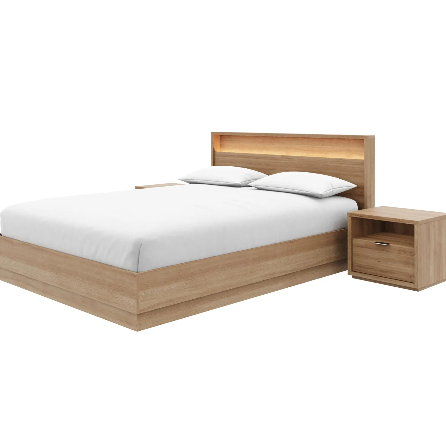 Ensemble grand lit avec éclairage (60") - 4 mcx - Nexera