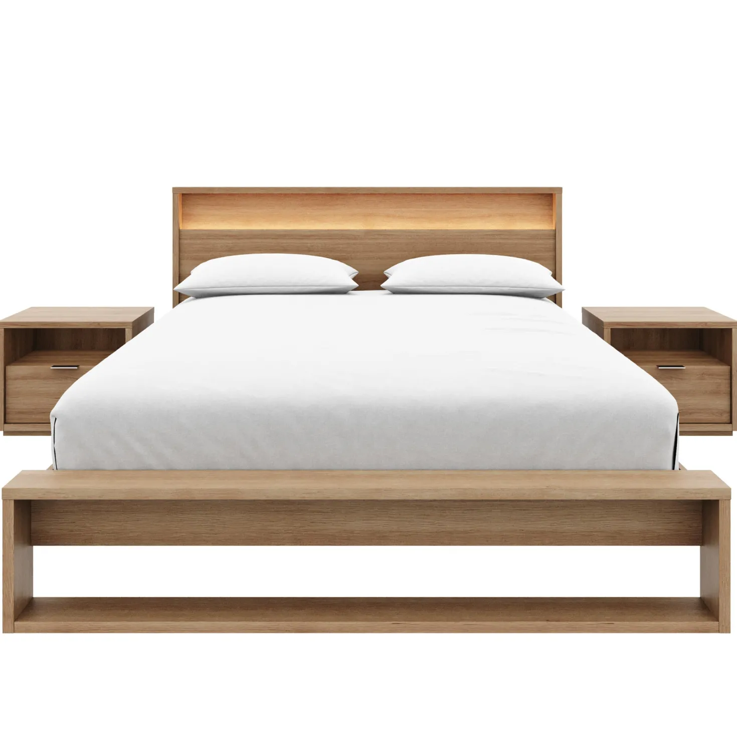 Ensemble grand lit avec éclairage (60") - 4 mcx - Nexera