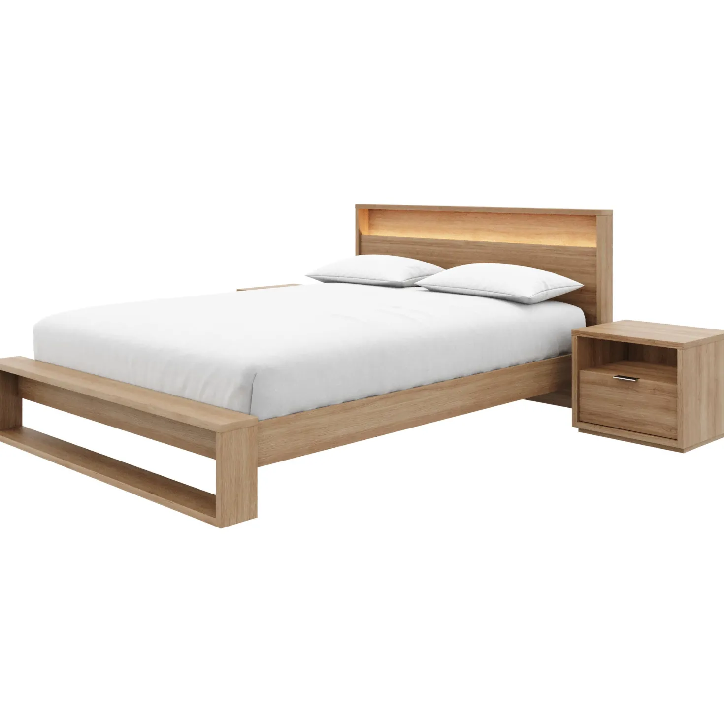 Ensemble grand lit avec éclairage (60") - 4 mcx - Nexera