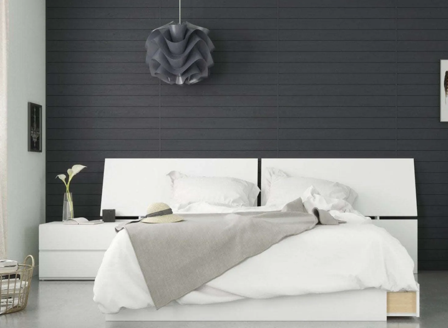 Ensemble grand lit avec lumières (60") - 3 mcx - Nexera