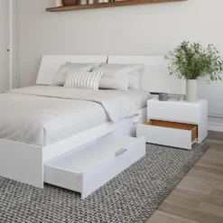 Ensemble grand lit avec rangement 2 tiroirs (60