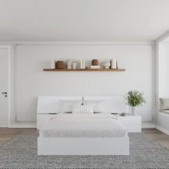 Ensemble grand lit avec rangement 2 tiroirs (60