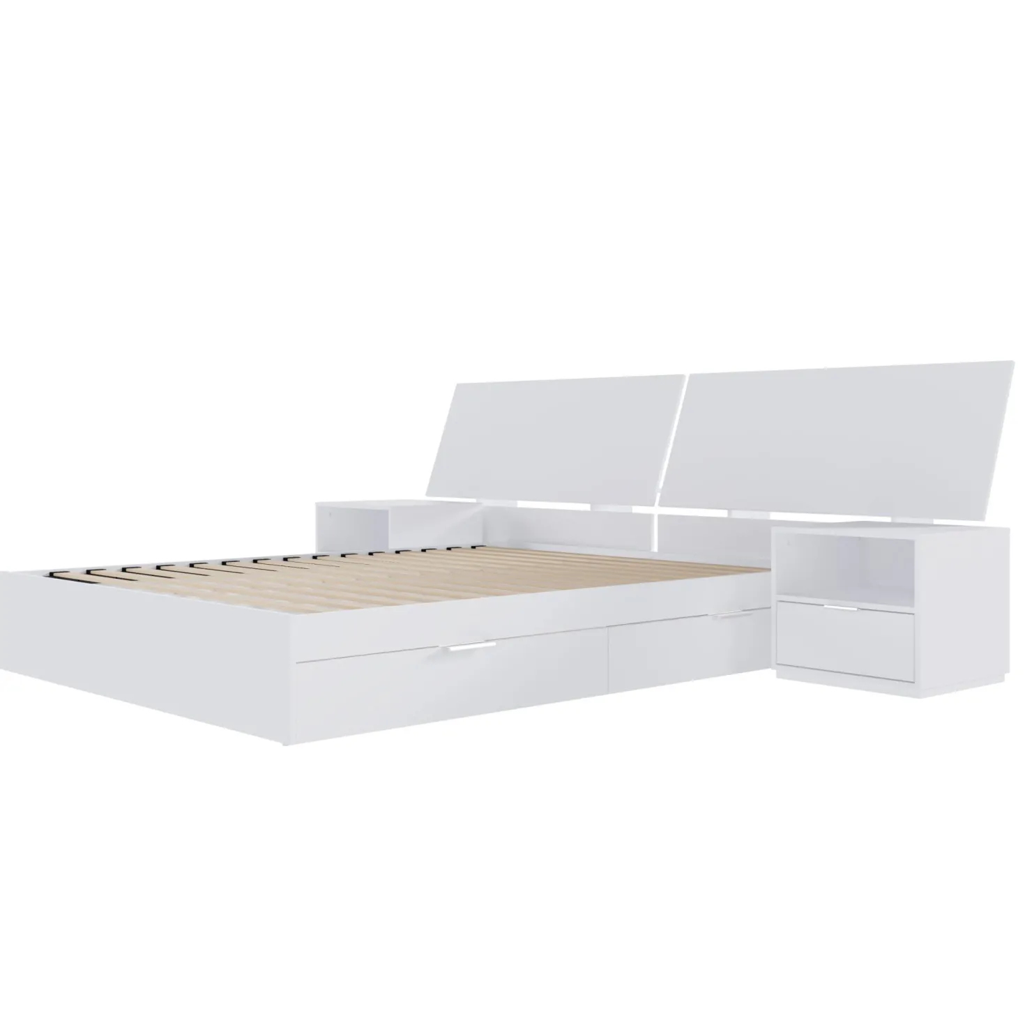 Ensemble grand lit avec rangement 2 tiroirs (60") - 4 mcx - Nexera