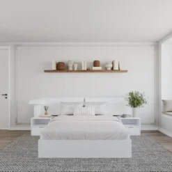 Ensemble grand lit avec rangement 2 tiroirs (60
