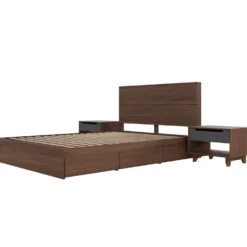 Ensemble grand lit avec rangement 3 tiroirs (60") - 4 mcx - Nexera