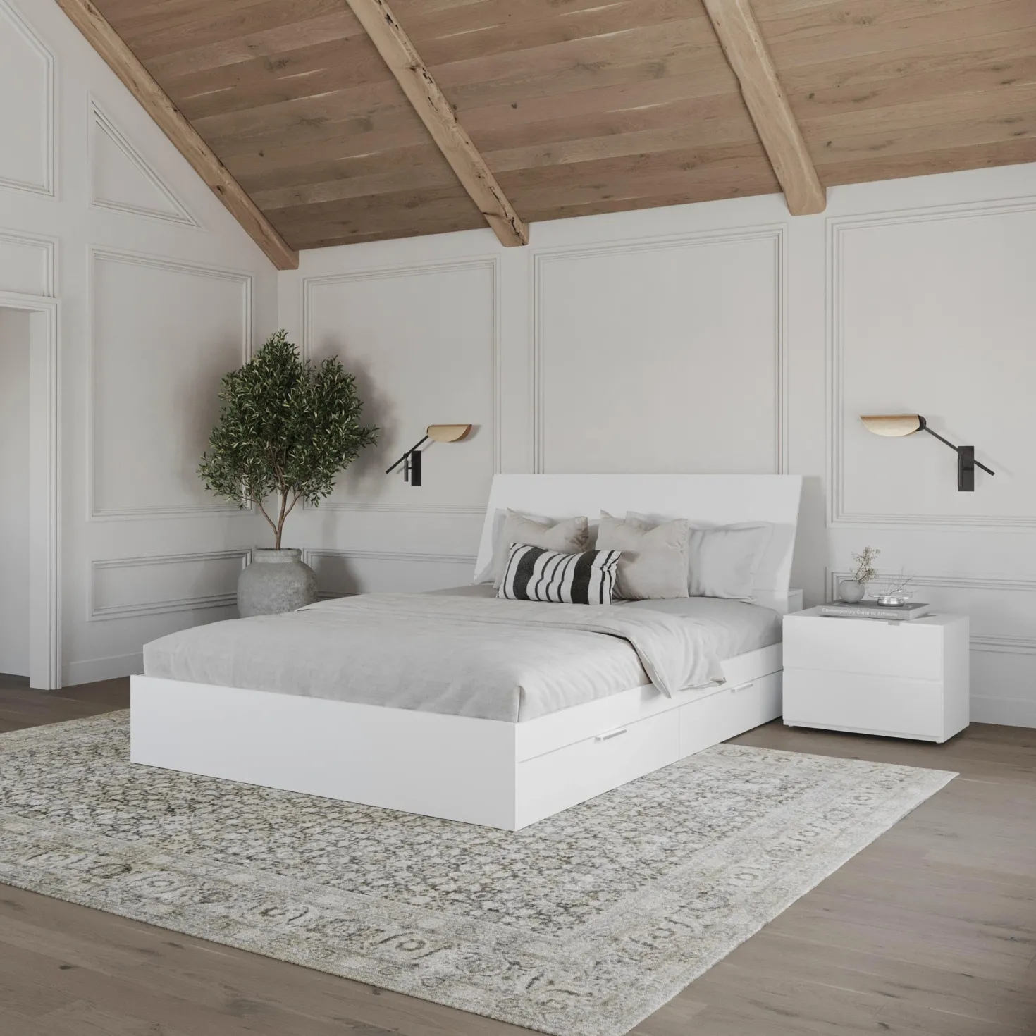 Ensemble grand lit avec rangement (60") - 3 mcx - Nexera