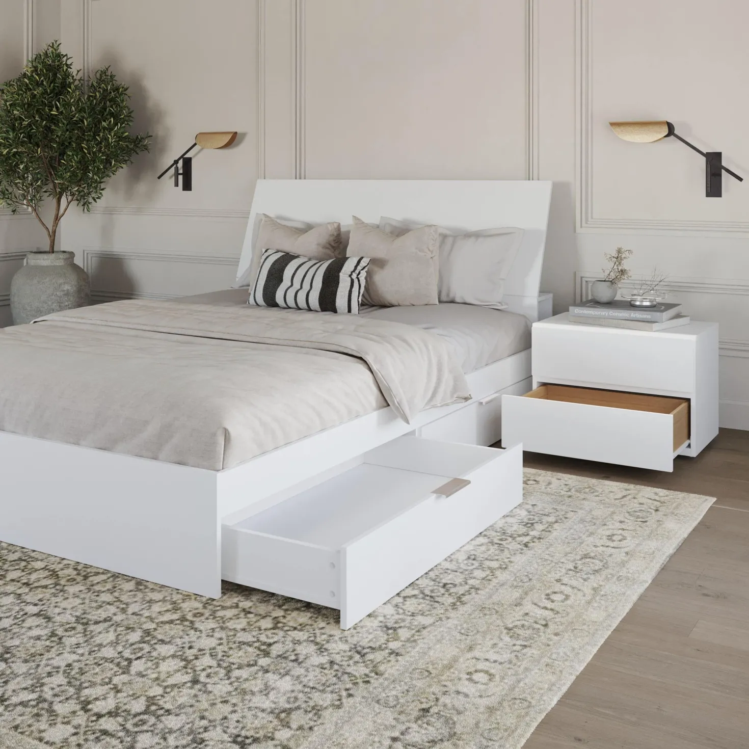 Ensemble grand lit avec rangement (60") - 3 mcx - Nexera