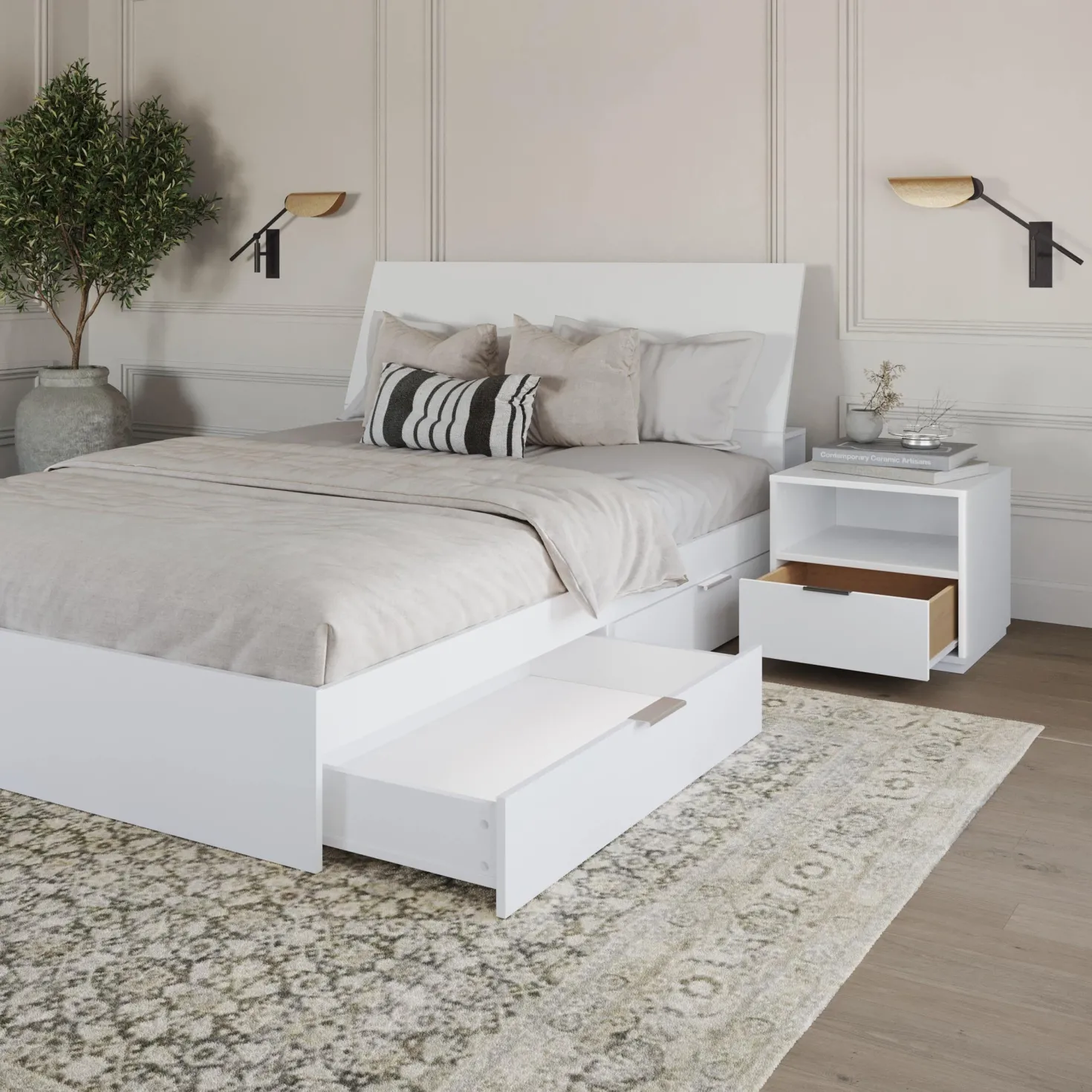 Ensemble grand lit avec rangement (60") - 3 mcx - Nexera